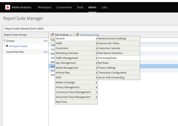 Captura de pantalla del login de Adobe Analytics