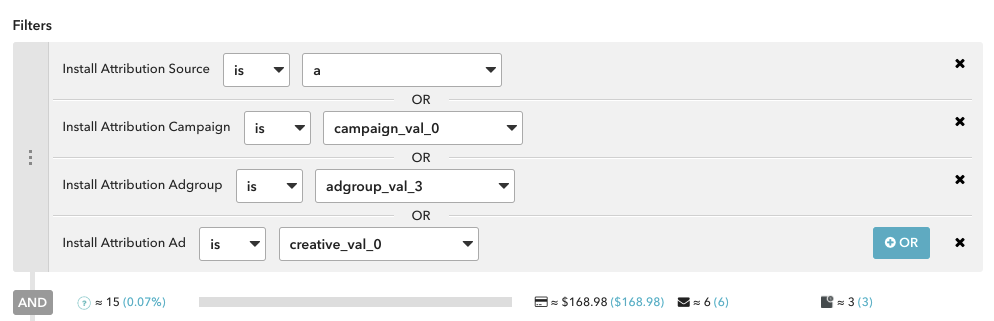 Filtros de atribuição de instalação no dashboard da Braze