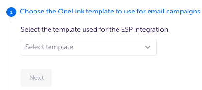 Selecting a OneLink template for the ESP integration