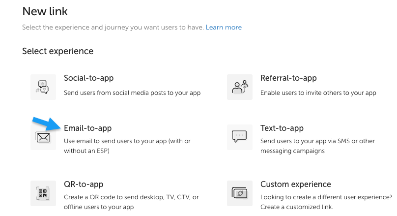 Creating an Email-to-app OneLink link in AppsFlyer