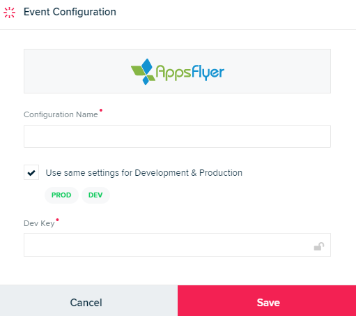 mParticle Event Configuration Setup screen