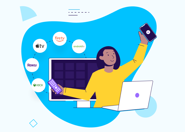 Diagram of AppsFlyer's cross-platform attribution solution for CTV, PC, and console